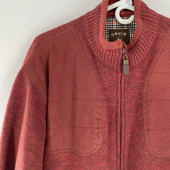 Orvis Rust Wool Zip Up Sweater Men’s Large - Picture 3 of 11